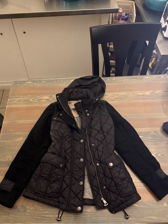 Burberry Jackets & Blazers - Burberry Brit Black Quilted Hooded wool cotton nylon jacket XS